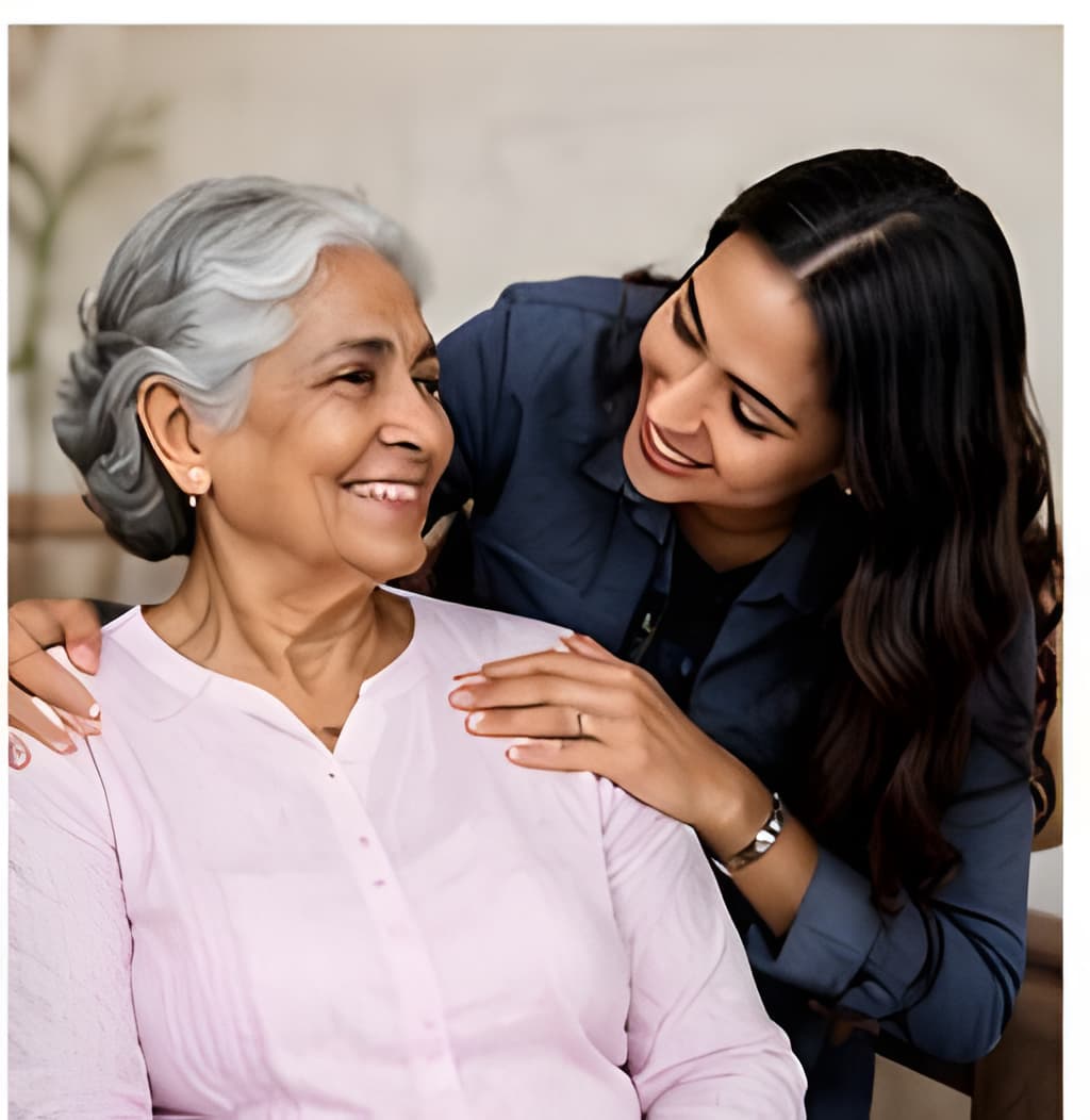 A trained caregiver supporting an elderly patient at home